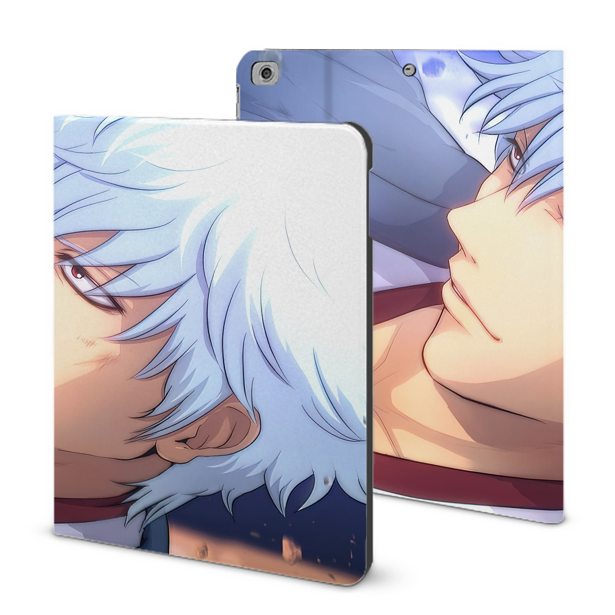 ぎんたま 坂田銀時（さかたぎんとき） 神楽 志村新八（しむら しんぱち） GINTAMA Sakata Gintoki Kagura Shimura Shinpachi IPad ケース ブック型 PUレザー TPU 耐衝撃 軽量 薄型 ペン収納なし 全面保護 IPad 各モデル対応